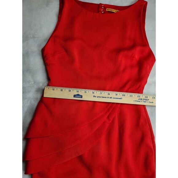 Alice + Olivia Dress‎ Size 4 Red Night Out Sheath Ruffle Sleeveless Peplum - Picture 9 of 12